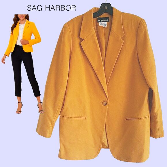 SAG HARBOR Lapel  One-Button 100% Pure Wool Jacket 16 - Picture 1 of 12